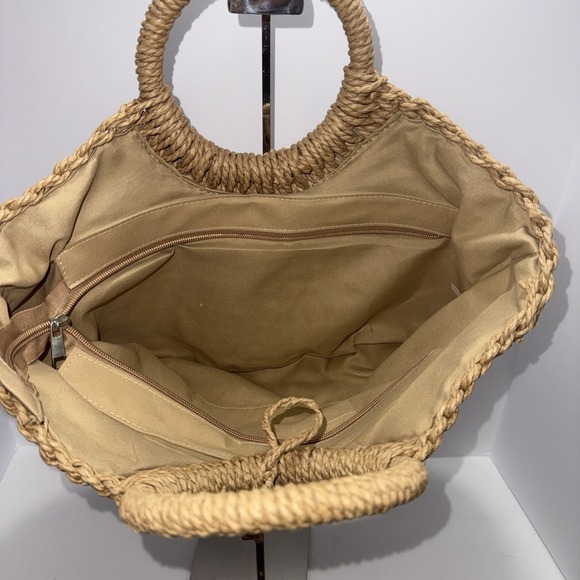 Womens Handmade Straw Handbag Tote Summer Beach Boho Vacation Resort Casual Work - Picture 7 of 8